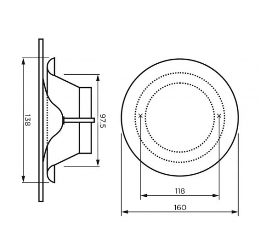 Анемостат со стеклянной внешней частью FOZA D 100 мм. Матовое стекло. RAL 9003 Круглый